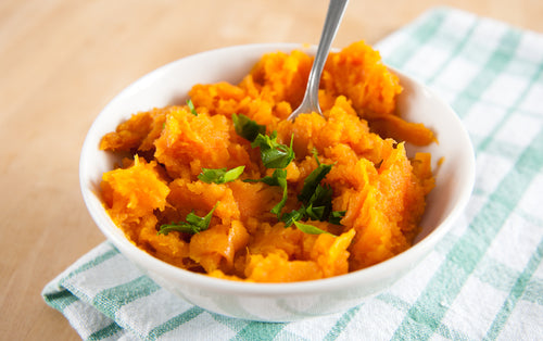 Mashed Sweet Potatoes with Herb Garlic Butter
